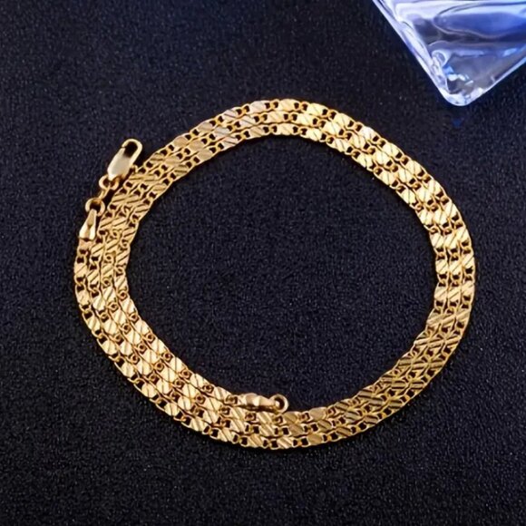 28" Mens 14K Gold Chain Link Necklace 14 Karat Guys Jewelry 28 inch Long NEW - Picture 4 of 7